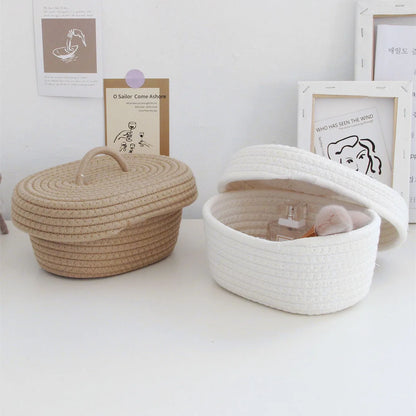 Simple Desktop Storage Baskets Lid Handmade