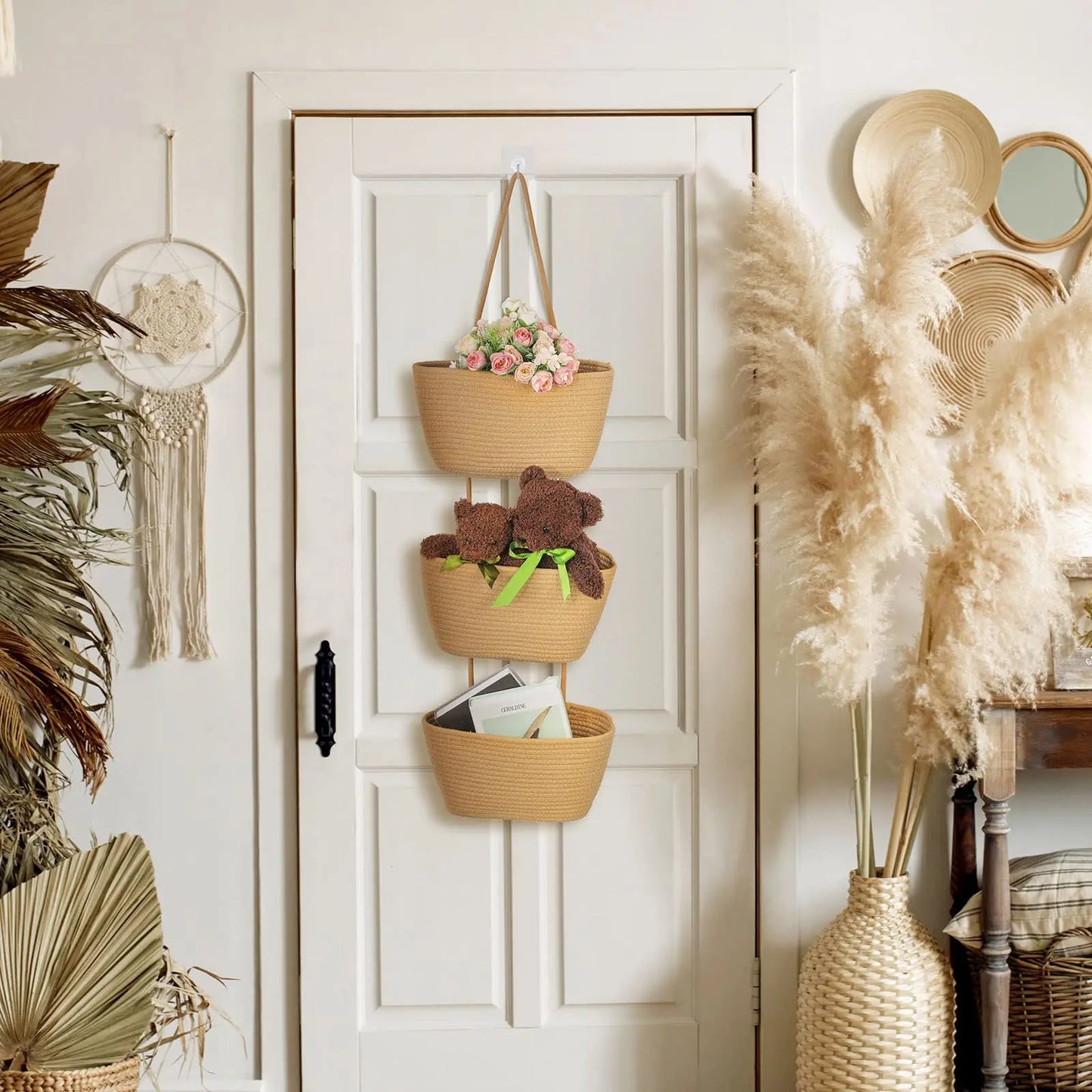 Woven Organizing 3 Tier Hanging Wall Basket