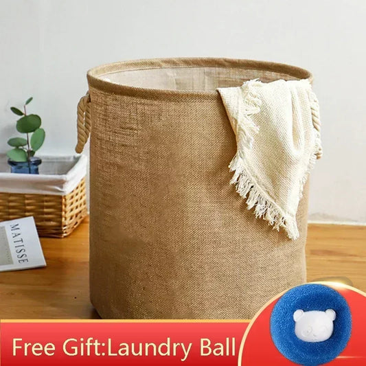 Foldable Laundry Basket Cotton Linen Clothes