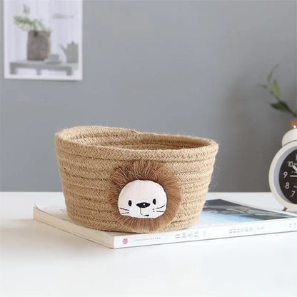 Cartoon Animals Hand Woven Cotton Rope Storage Basket