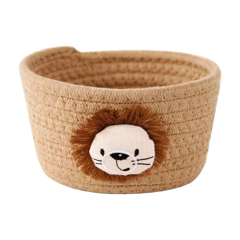 Cartoon Animals Hand Woven Cotton Rope Storage Basket