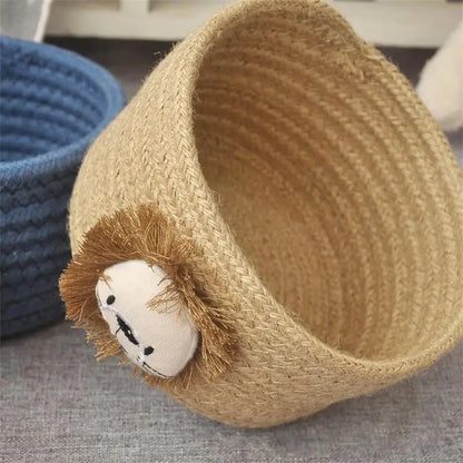 Cartoon Animals Hand Woven Cotton Rope Storage Basket