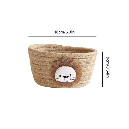 Cartoon Animals Hand Woven Cotton Rope Storage Basket