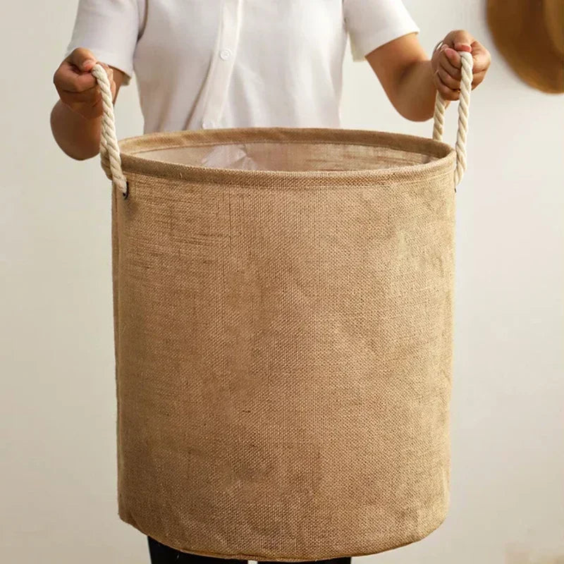 Foldable Laundry Basket Cotton Linen Clothes