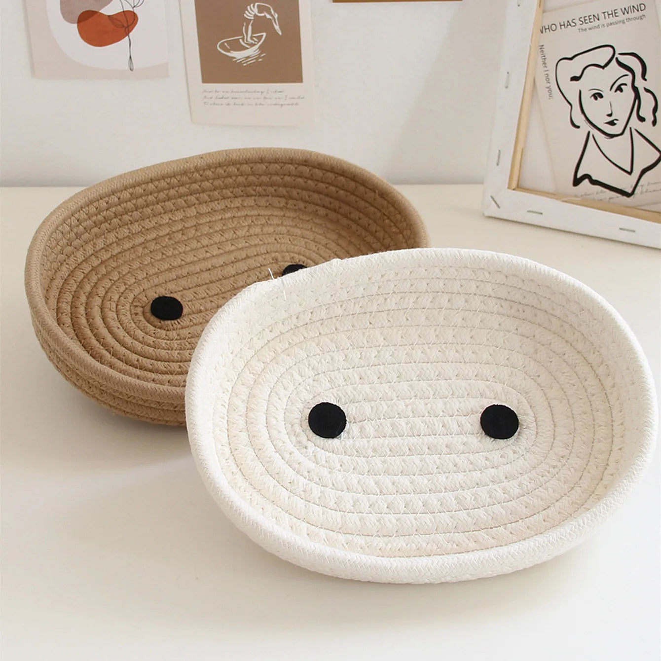 Simple Desktop Storage Baskets Lid Handmade