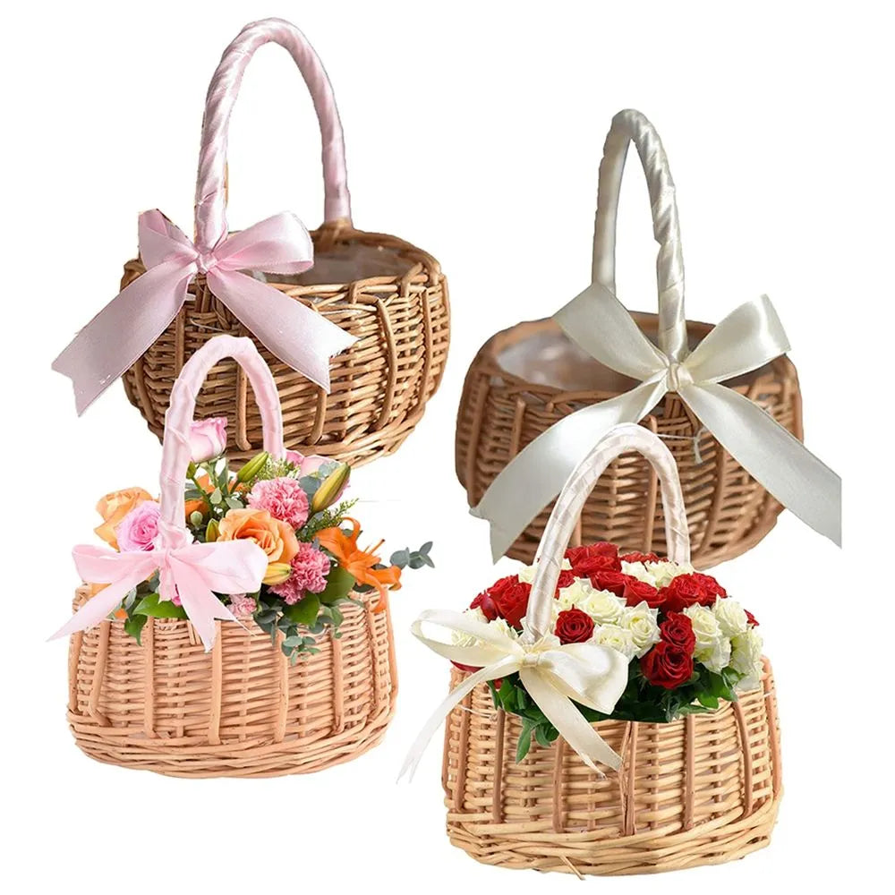 Flower Rattan Hand Woven Storage Basket