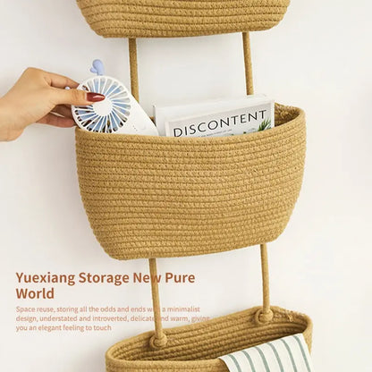 Woven Organizing 3 Tier Hanging Wall Basket